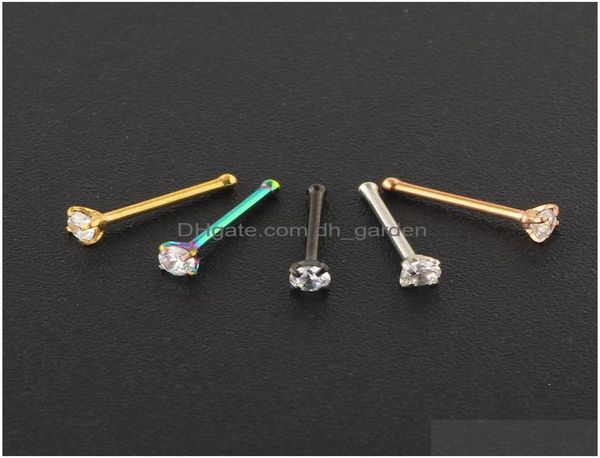 Anneaux de nez étalons narines Piercings CZ Crystal Piercing Stud en acier inoxydable Star Nariz Bijoux Mélange de couleurs Livraison 7122555