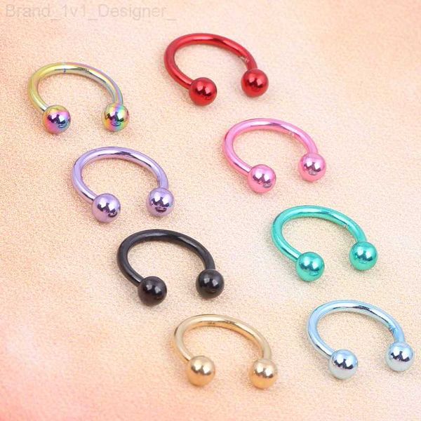 Anillos en la nariz Espárragos piezas 1.2 * 8 * 3 mm Color Bolas de acero inoxidable Circular Barbell CBR Herradura Septum Piercing Nariz Labio Tragus Ear Ring L230806