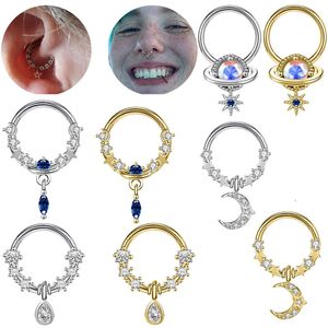 Neusringen Studs hangere sterrenmaan met piercing voor vrouwen meisje roestvrijstalen diamant kristallen stenen mode sieraden groothandel