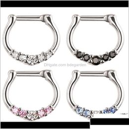 Anneaux de nez Studs anneaux Stumes bijoux en acier chirurgical septum cliqueur de steptum punk femmes hommes zircon nez du cerceau ps0894 6nfpc drop déliv dhgx2