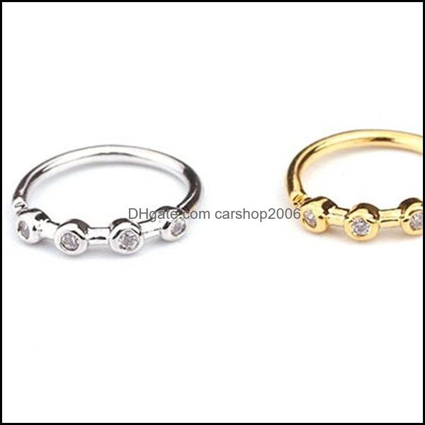 Anillos en la nariz Espárragos Sier y color dorado 20Gx8Mm Joyería para piercing en la nariz Cz Aro Anillo en la fosa nasal Flor Cartílago de hélice Tragus Pendiente 871 R2 Dhkeb