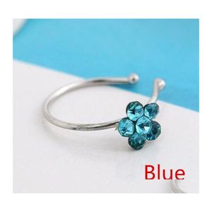 Neusringen Studs kleine dunne 5 heldere kristallen bloem charme sier hoepel not ring sieraden cne snel 533 t2 drop levering body dhfpk