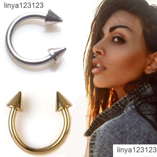 Anillos de nariz Studs Spike Hoop Piercing Anillo de tabique de acero inoxidable real para hombres Mujeres Pendientes de cartílago Labio Pezón Ceja Venta al por mayor Dhyzo