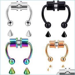 Neusringen Studs roestvrij staal magnetische valse neusring nep piercing hoefijzer ringen kunstmatige legering neuzen hoepel septum voor vrouwen dhn7u