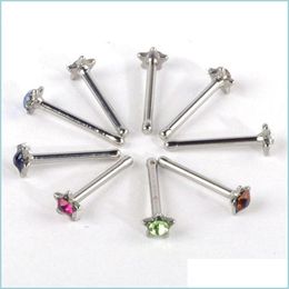 Neusringen Studs Star Piercing Neusring roestvrijstalen noppen 24 stks/pack Colorf Rhinestone Body Sieraden oorbellen 1986 Dhseller2010 DHKW5