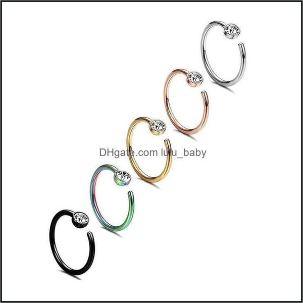 Anillos en la nariz Espárragos Espárragos Cuerpo Jewelrysteel Punk Clip en anillos falsos Gema Nariz Labio Oreja Piercing Unisex Mujer Joyería Faux Septum Pierci Dhnop