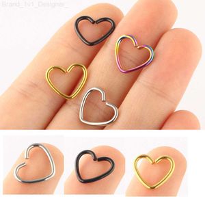 Anéis de nariz Studs TIANCIFBYJS 16G Aço Inoxidável Open Heart Nariz Rings para mulheres Nariz Piercing Corpo Jóias Orelha Cartilagem Hoop Nariz Studs 200pcs L230806