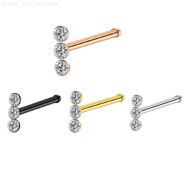 Nez Anneaux Goujons TIANCIFBYJS Cristal CZ Anneaux De Nez Os Corps Piercing Nez Stud En Gros Anneaux De Nez Barre À Lèvres Arc-En-Rose Or Inde Vis L230806