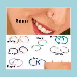 Neusringen Studs trendy neu ringen body piercing Jewellry mode sieraden roestvrij staal open hoepel ring oorring noppen nep non dr dhixx