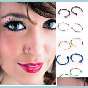 Neusringen studs trendy neu ringen body piercing sieraden mode roestvrij staal open hoepel ring oorring noppen nep noserings non p dhe73