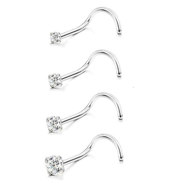 Nez Anneaux Goujons En Gros 50pcsLot CZ Nez Stud Vis En Acier Nez Anneau Nez Piercing 20gX1.5mm 2mm 2.5mm 3mmShine 230328