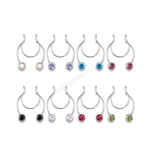 Anneaux De Nez Goujons Zircon Anneau De Nez Faux Piercing Fer À Cheval Clip Septum Cerceau En Acier Inoxydable Manchette Non Percé Bcr Femmes Hommes Corps Juif Dhngv