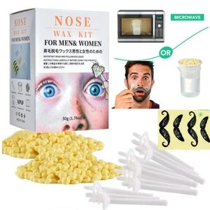 Neuswasset voor mannen en vrouwen, wenkbrauwen, oren, lippen, gezichtsneusverwijdering, wasset met 1,76 oz was, 20 applicators, 10 papieren bekers, 8 snorbeschermers, 1 maatbeker