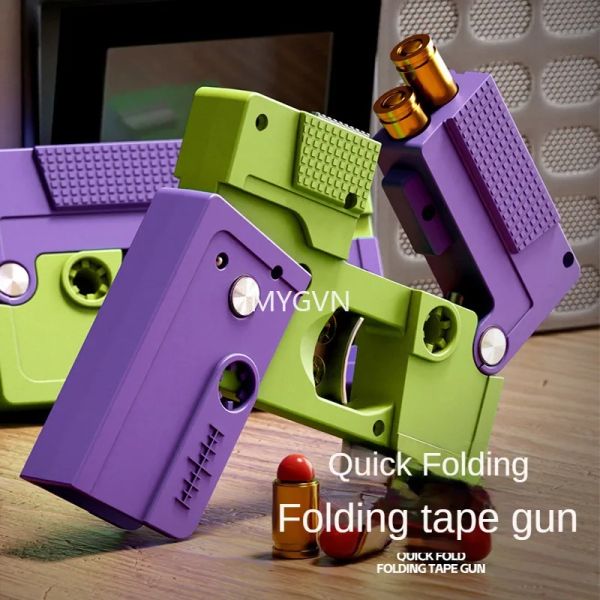 Pistolet jouet à bande pliable Audio nostalgique, coquille d'éclatement pliante, Simulation d'éjection, pistolet jouet en Nylon pour enfants, cadeau d'anniversaire