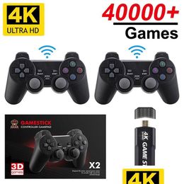 Nostalgische Host Gd10 Game Stick X2 128G/64G 4K Hd Retro Video Games Console Draadloze Controller Ingebouwd 40000 Voor Jongens Gift Drop Del Dh8X5