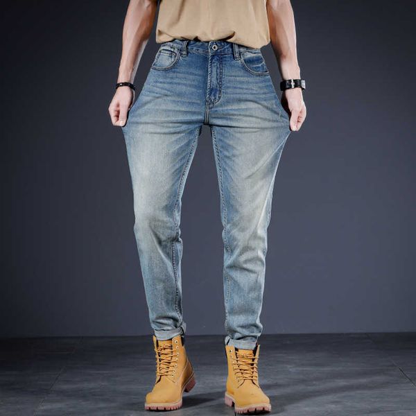 Nostalgic Trendy Brand Heavy Craft Youth Wash Wash Jeans Spring Mens Light Luxury Pantalon décontracté de haute qualité