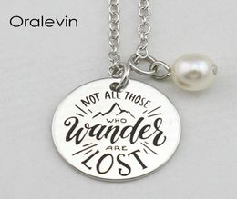 PAS TOUS CEUX QUI ERRONS SONT PERDUS Inspirant Estampillé À La Main Gravé Charme Pendentif Collier Bijoux De Mode18 Pouces 22 MM 10PcsLot7995871