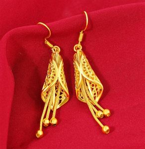 Not Fade 22k Bijoux en or Boucle d'oreille pour les femmes franges de feuilles bizuteria argent bijoux joyas bijoux femme orecchini