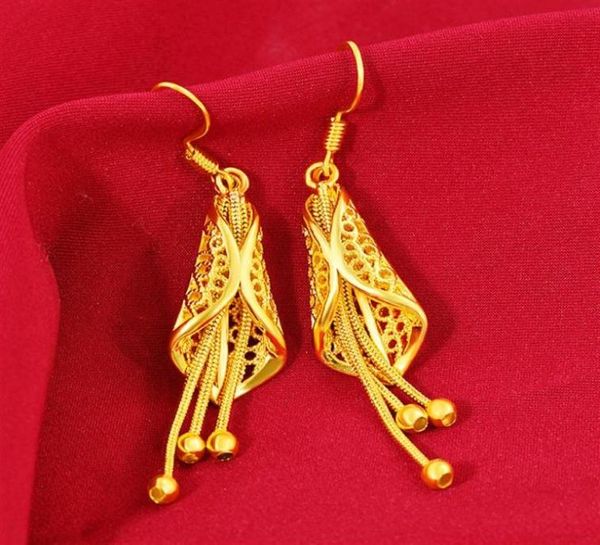 Not Fade 22k Bijoux en or Boucle d'oreille pour femmes Fringe de feuilles bizuteria argent bijoux joyas bijoux femme orecchini