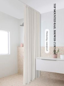 not in / Tissu de lin imitation rideau de douche imperméable accessoire de salle de bain crochet de rail monté sur le dessus maison grands rideaux personnaliser 240320
