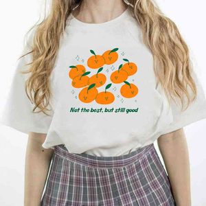 Niet de maar nog steeds goede sinaasappels grafische tee Koreaanse mode kawaii schattige dames meisje t shirt tumblr grappige hipster zomer tops 210518