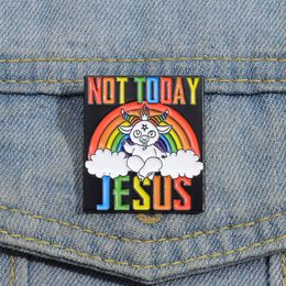 Niet vandaag Jezus email pins aangepaste LGBT Rainbow Cloud Broches Rapel Badges Punk Gothic Satan sieraden Gift voor kinderen Vrienden