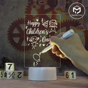 Note Board Creative Led Night Light USB Message Vacances Avec Stylo Cadeau Pour Enfants Petite Amie Décoration Lampe 220429
