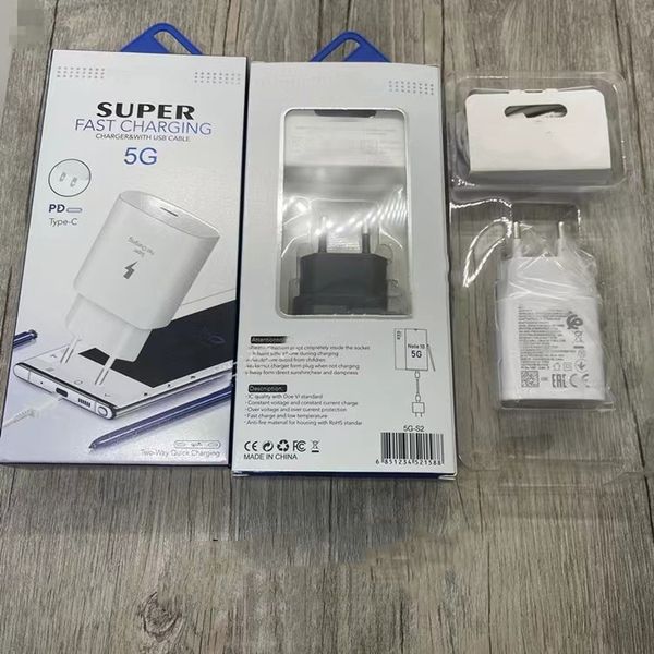 Note10 original 25W chargeur super rapide USB Type C PD adaptateur secteur 5G chargeur de voyage US EU Plug pour Xiaomi note 10 s22 s10 avec boîte de vente au détail