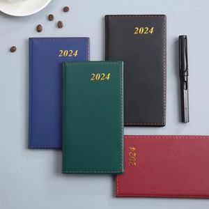 Notebook 2024 Agenda du planificateur hebdomadaire A6 Papelaria Leather Books Pocket Pocket Zeszyt Notepad Diary Calendar Office Caderno