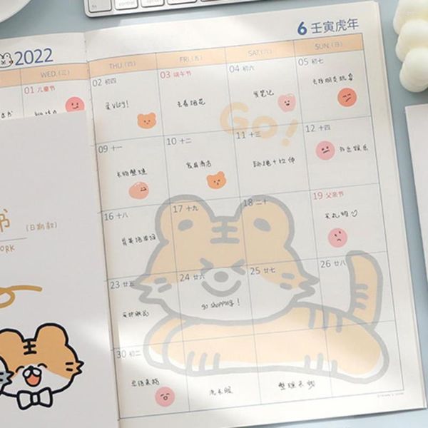 Carnet de notes utile 2022 calendrier tigre année agenda quotidien grand bloc largement appliqué calendrier livre