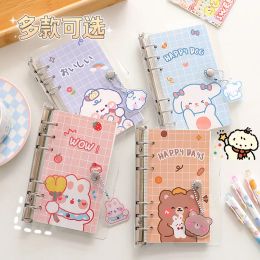 Notes à carnet 2024 Mignon Cartoon Kawaii Notebook Mini Threehole Loseleaf Book Storage Cute Cartoon Girl Heart Diary Student Notebook