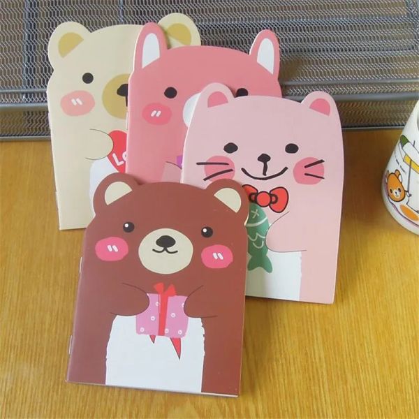 Cuadernos 40pcs/lot encantador mini libro Bear Cat Design A6 Pocket Small Notebook Oficina escolar Partidería 20 Hojas de envío gratis