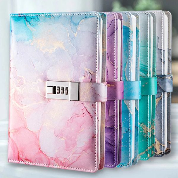 Notes de carnet A5 180 Pages Résert de mot de passe Book avec Lock Diary Tensined Creative Hand Ledger Student Notepad Stationery Notebook Binder