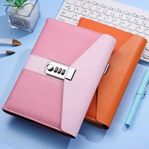 Carnets A5 Blue Pu Leather Planner Retro Notebooks and Journals Diary with Lock Agenda Mot de passe notes Books for School Notebooks Supplies