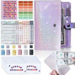 Notebooks A6 Glitter Imperproof Pvc Binder Budget Enveloppe Planner Organizer avec feuilles de dépenses de poches à fermeture éclair