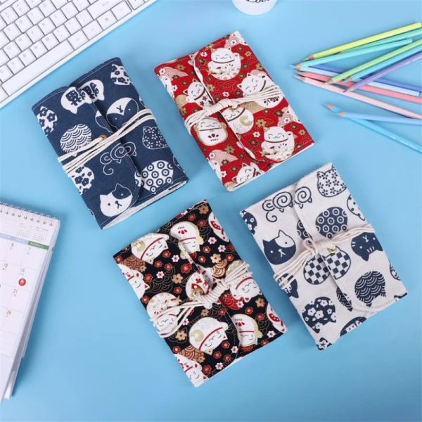 Notes de carnet A6 Rédaction Journal Spiral Notebook Diary Notepad Cartoon Fortune Cat tissu couvercle Pendants Note Book Sketchbook