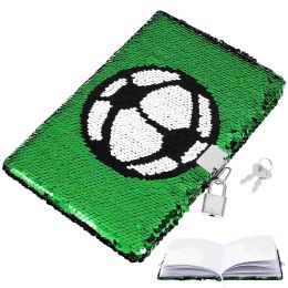 Notes de carnet de garçons combinés journaux Notebooks verrouiller le football sequin journal keys girls voyage enfants