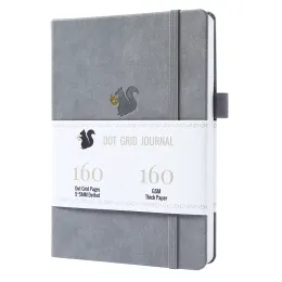 Notebooks Buke Squirrel Bullet Planner Grid Notebook Journal et dessin Sketcbook PU Leather, 160gsm de papier d'épaisseur