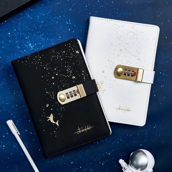 Notebooks Cosmic Planet Code Book avec Lock Diary Retro Notebook College Notepad Books Creative Boys Code Book Journal Notebook