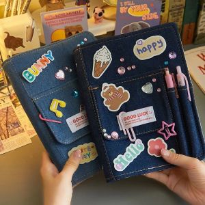 Notebooks Creative Denim Notebooks Binder Journal Hand Ledger Diary Gift Box Girl Notebook Stationery opslag Koreaanse schoolbenodigdheden