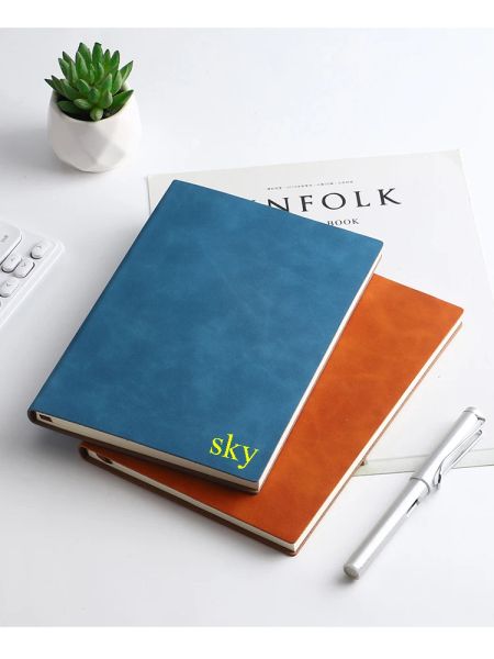 Notes de carnets Initiales personnalisées Lettres A5 / A6 Note de carnet Horizontal Ligne et Blocage Business Business Book Book Soft PU Leather Notebook