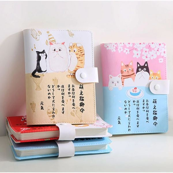 Notebooks mignon kawaii cuir a6 chat notebook page japonais page de couleur sketch book graffiti