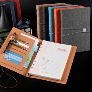 Notebooks Hard Cover Pu Leather A5 Spiral Notebook Planner 2023 Office School Stationery Cadeau 6 Ring Binder Note Boek Refilleerbaar