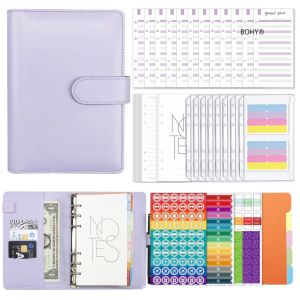 Notebooks Macaroon A6 85PCS / Set Budget Binder Planner PU Leather Enveloppes Cash Saving Notebook