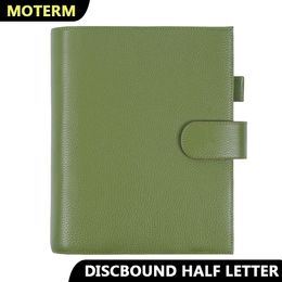 Notebooks Moterm Discbound Series HALF Letter Cover echte kiezelgraan koehide junior expansie schijf gebonden organisator Journal Agenda