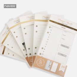 Notebooks Never Spiral Notebook Papiers de remplissage A6 Planner Plan hebdomadaire Grille Dot Ligne Insérer Pages Journal Inner Core 40 Sheets Papeterie