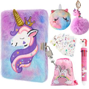 Notebooks Plush Unicorn Diary with Lock for Kids Cute hangslot Secret Notebook Student School A5 Size Stationery Memo Pads For Girls Cadeau