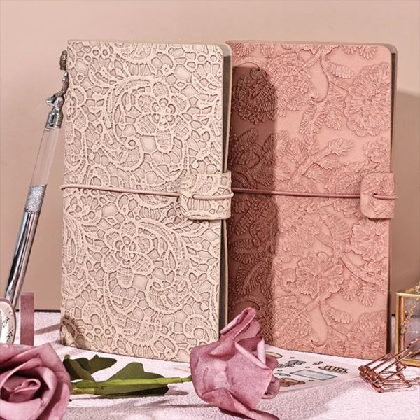 Carnets PU Leather Lace Planner Notebooks Kawaii Diary BlocBlow-Block