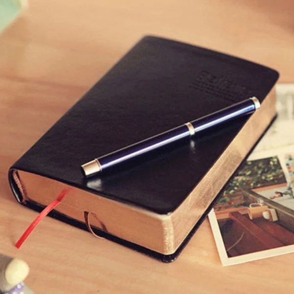 Notes de carnet Ruize Cover Leather Bible Notebook Journal A6 Pages vierges épais papier Black Note Book Journal Gold Edge Paper Creative Stationery