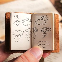 Cuadernos Super mini revista Genuine Leather Cover portátil Lindo cuaderno de viaje pequeño Pocket en blanco Bocetos Kawaii Diy Diary Regalo